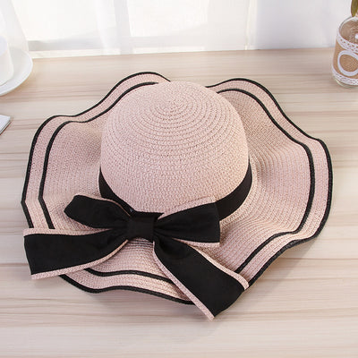 Summer Sun Hat Women Straw Hats Sunshade Panama  Fashion Bow Beach Hat Foldable Travel Caps - Byairvana