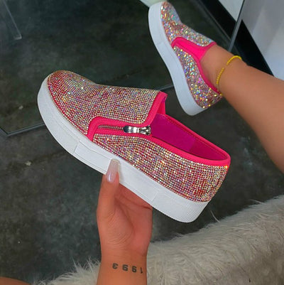 Large Size Rhinestone Flat Casual Single Shoes One Pedal Lazy Shoes - Byairvana