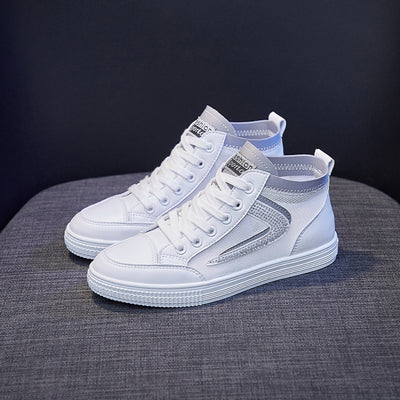 Breathable High White Shoes Womens Mesh Summer New Korean Students Running Shoes Mesh Shoes - Byairvana