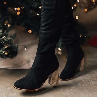 Womens Boots Shoes Heeled Knee High Elegant Solid Color Zipper - Byairvana