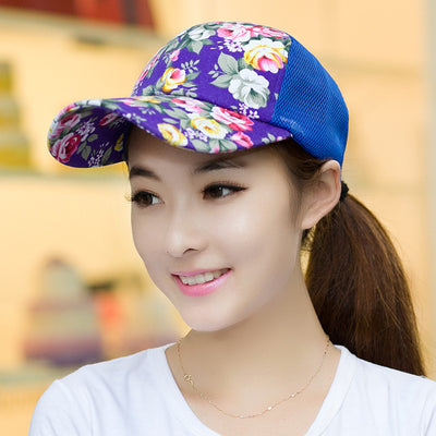 Unisex Women Men Floral Mesh Baseball Caps Sport Golf Breathable Snapback Hat - Byairvana