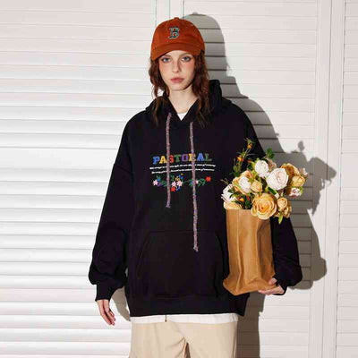 Loose High-grade Retro Bead Caps Rope Embroidered Hoodie Women - Byairvana