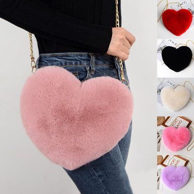 Love Bags For Women Plush Chain Shoulder Bags Valentine's Day Party Bag - Byairvana