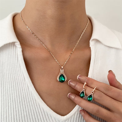 Emerald Water Drop Jewelry Suit Women - Byairvana