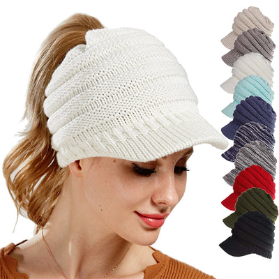 Women Ponytail Beanies Autumn Winter Hats Female Soft Knitting Caps Warm Ladies Skullies - Byairvana