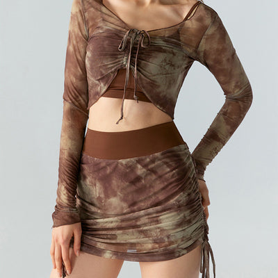 Printed Tie-dyed Mesh Yoga Skirts Women - Byairvana